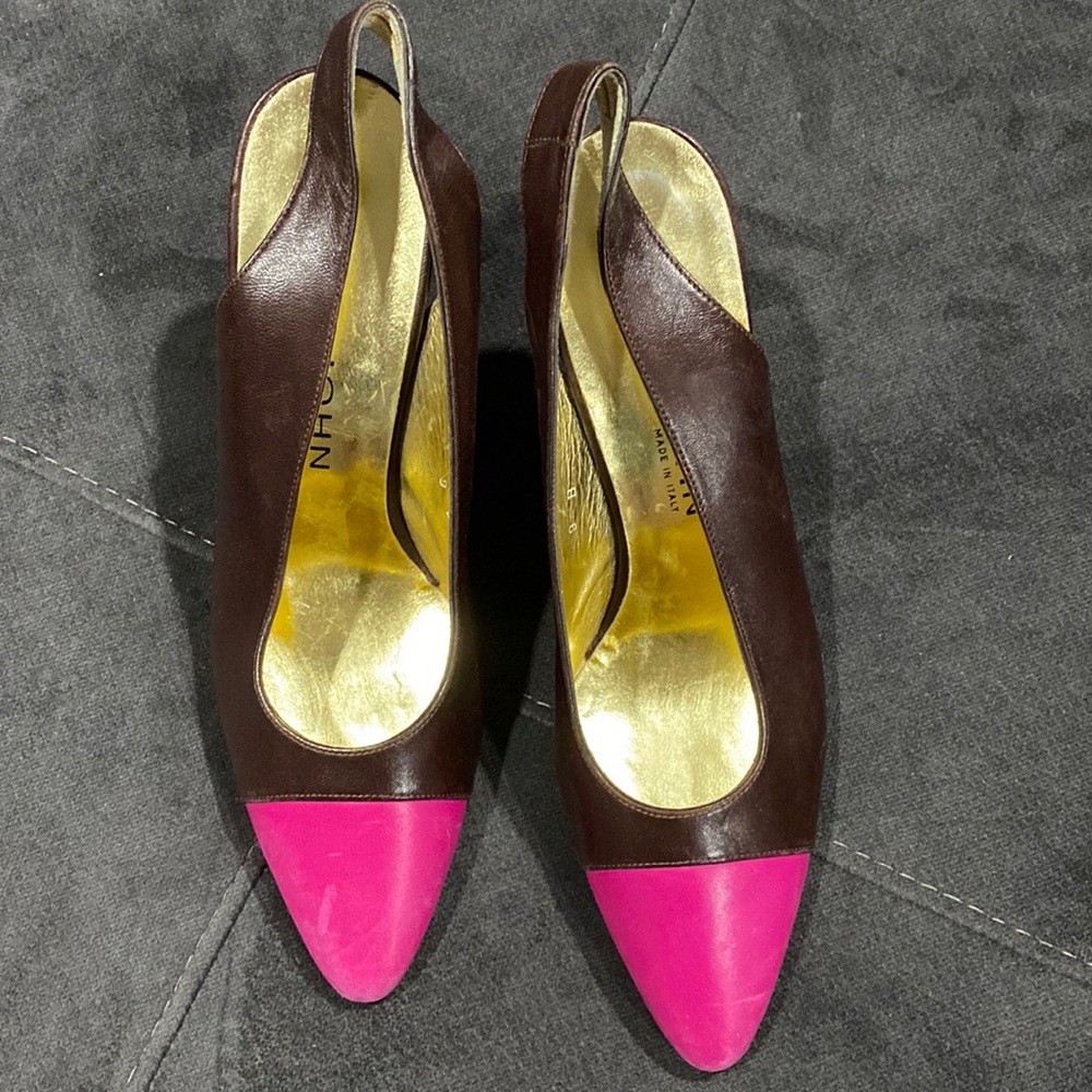 Vintage St. John Sling Back Heels Brown Pink 9